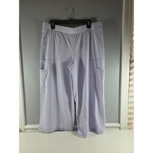 Isaac Mizrahi Live Womens Active Wide Leg Capri Lilac L Petite NEW